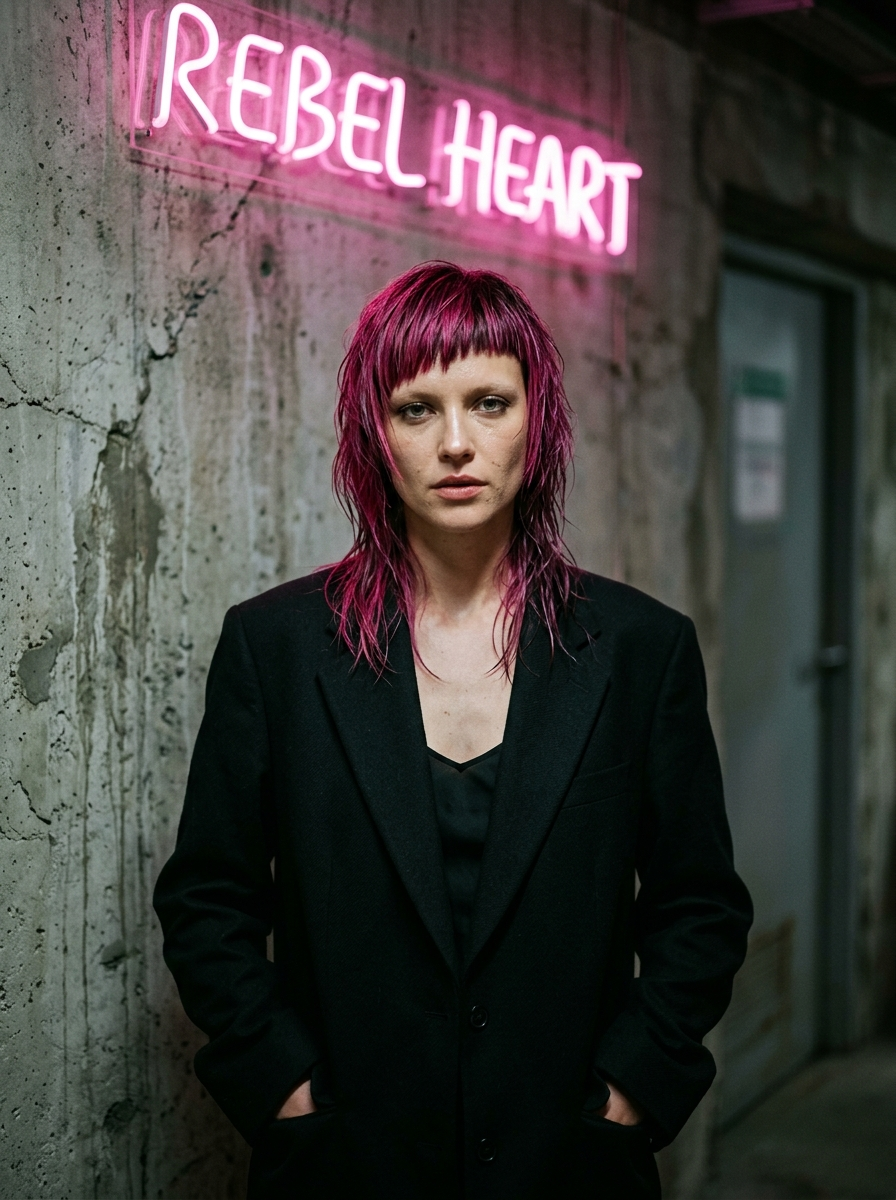 Client with vivid fuchsia hair