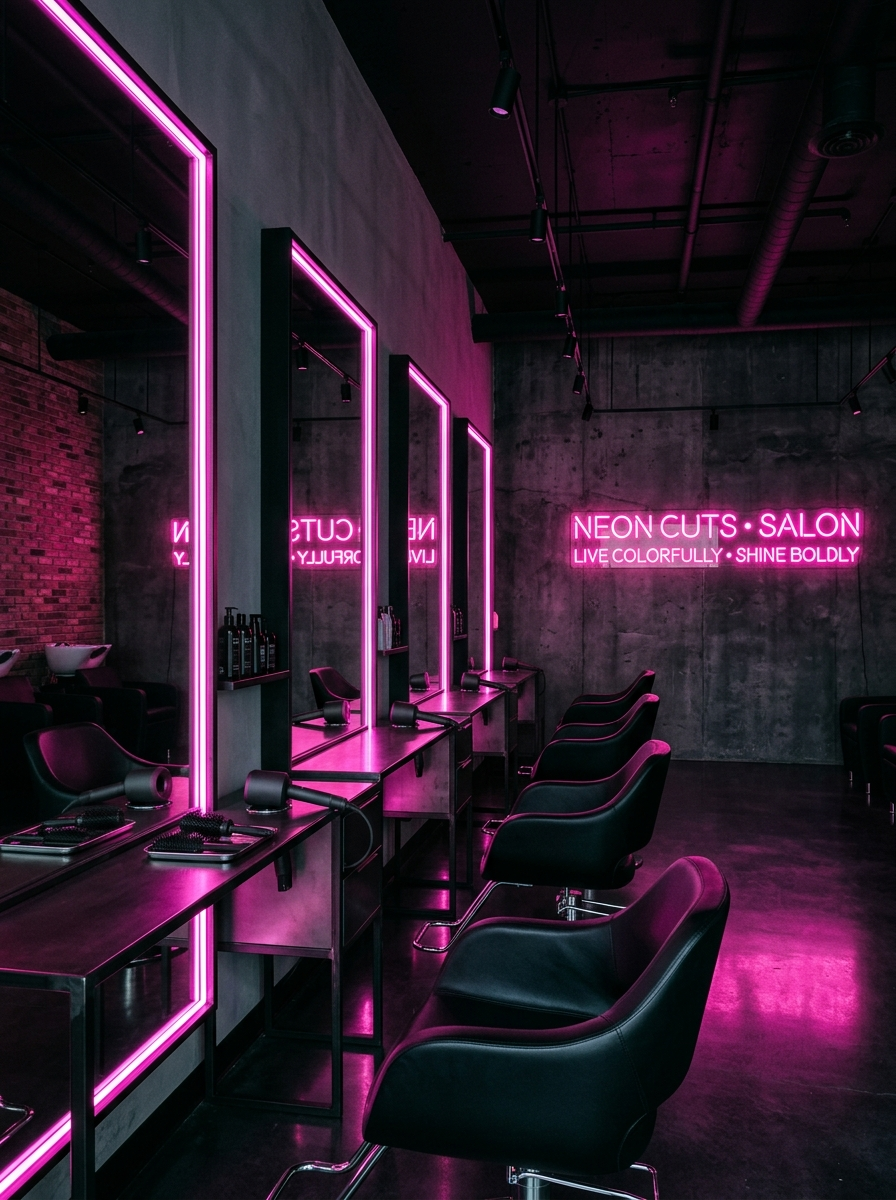 Neon Riot salon interior
