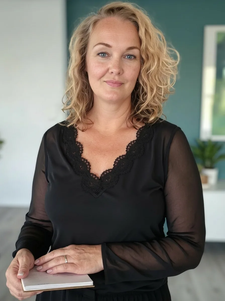 Claudia Mostert met notitieboek voor The Brand Mirror blog
