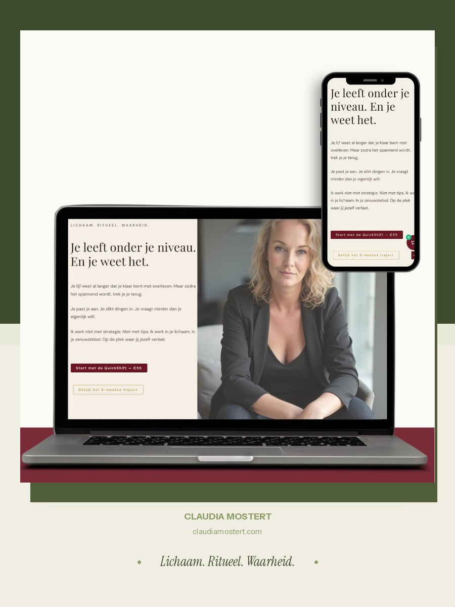 Claudia Mostert persoonlijke brand site - ontworpen door Content Lab Studio