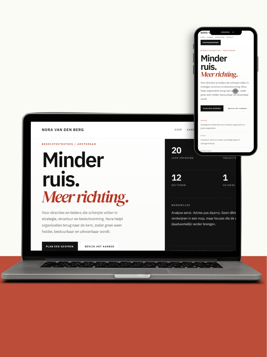 Nora van den Berg demo brand site - website stijlstudie door Content Lab Studio